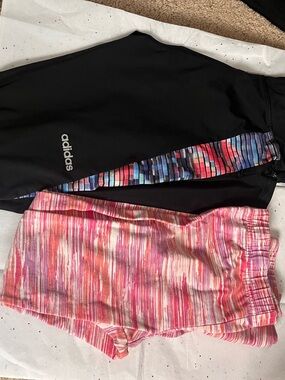 Adidas Black Athletic Leggings with Color-Stripe Detail & Pink carters Leggings